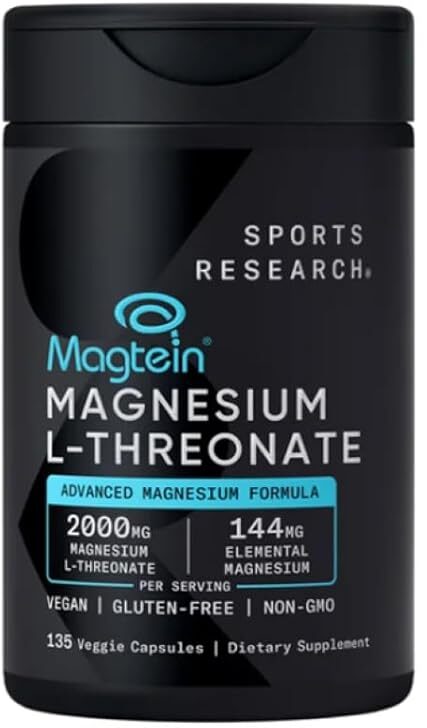 اسپورتس ریسرچ Magtein منیزیم ال-ترونات پیشرفته ۱۳۵ کپسول گیاهی