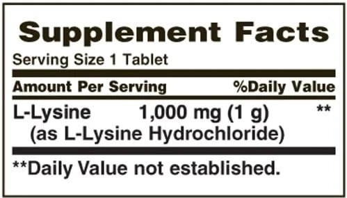 اسید آمینه نیچرز بونتی ال لیسین ۱۰۰۰ میلی گرم (۶۰ عددی) NATURES BOUNTY L-Lysine 1000MG