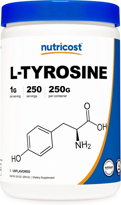 ال تیرزوین 1000 میلی گرم ناتری کاست 250 گرمی Nutricost L-Tyrosine Powder 250 Grams - Pure L-Tyrosine Powder 1000mg Per Serving