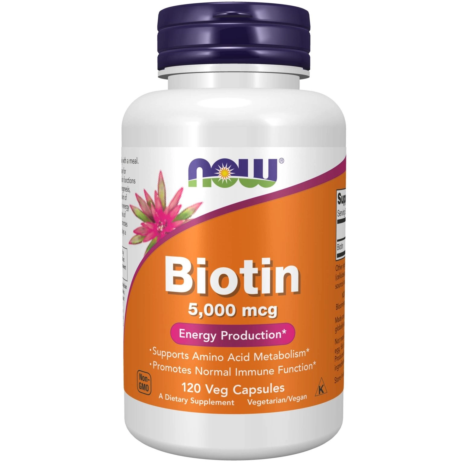 بیوتین Now foods | ناو فودز | دوز 5 هزار میکروگرم | 120 عددی Now Biotin 5,000 mcg