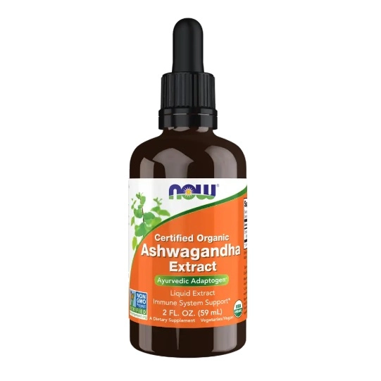 قطره عصاره آشواگاندا NOW Ashwagandha Extract Liquid Organic 500mg (59 میل)