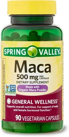 ماکا اسپرینگ والی (۹۰عددی)Spring Valley Maca Root 500mg Capsules