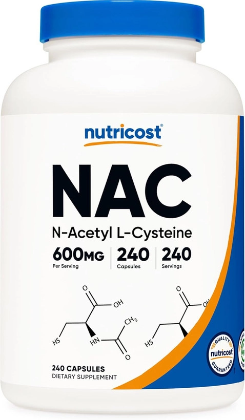  ناک (ان-استیل سیستئین) ناتری کاست Nutricost N-Acetyl L-Cysteine (NAC) 600mg, 240 Vegetarian Capsules