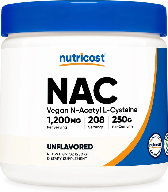 ناک (ان-استیل سیستئین) ناتری کاست Nutricost N-Acetyl L-Cysteine (NAC) Powder 250 Grams