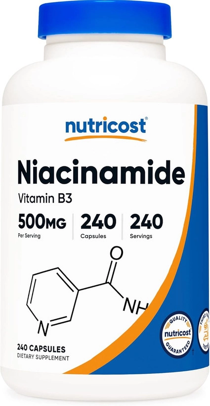 نیاسینامید ناتری کاست 500 میلی گرمی Nutricost Niacinamide (Vitamin B3 Flush Free Vitamin B3