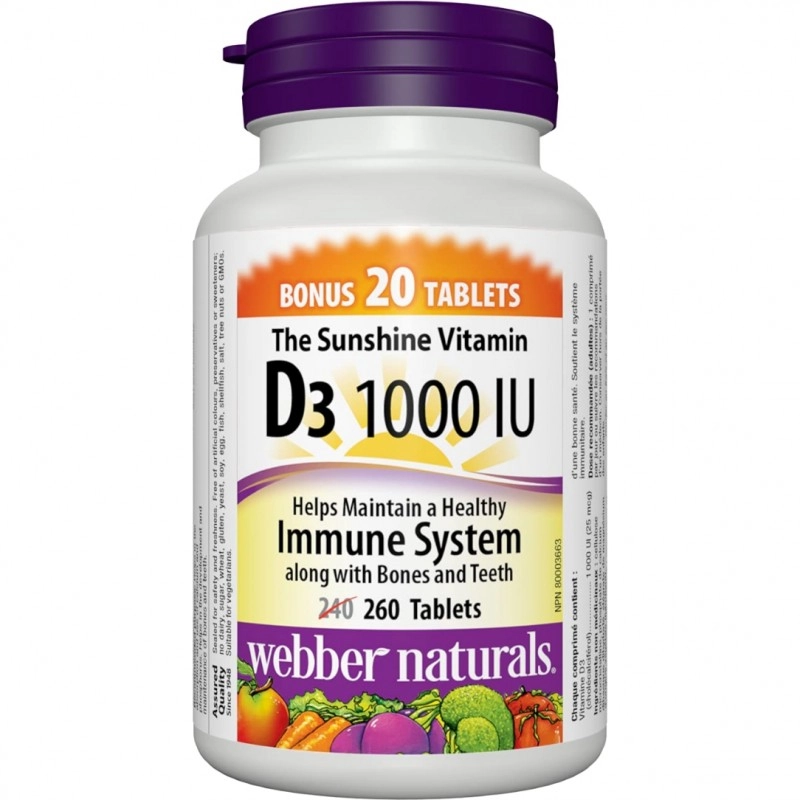 ویتامین د3 Webber Naturals D3 1000iu وبر نچرالز (260 عددی)