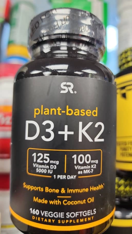 ویتامین دی ۳ و کا ۲ (۱۶۰عدد) سافت ژل وگن(روغن نارگیل)D3&k2