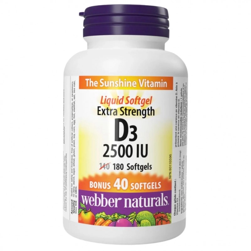 ویتامین Webber Naturals D3 2500iu وبر نچرالز (180 عددی)