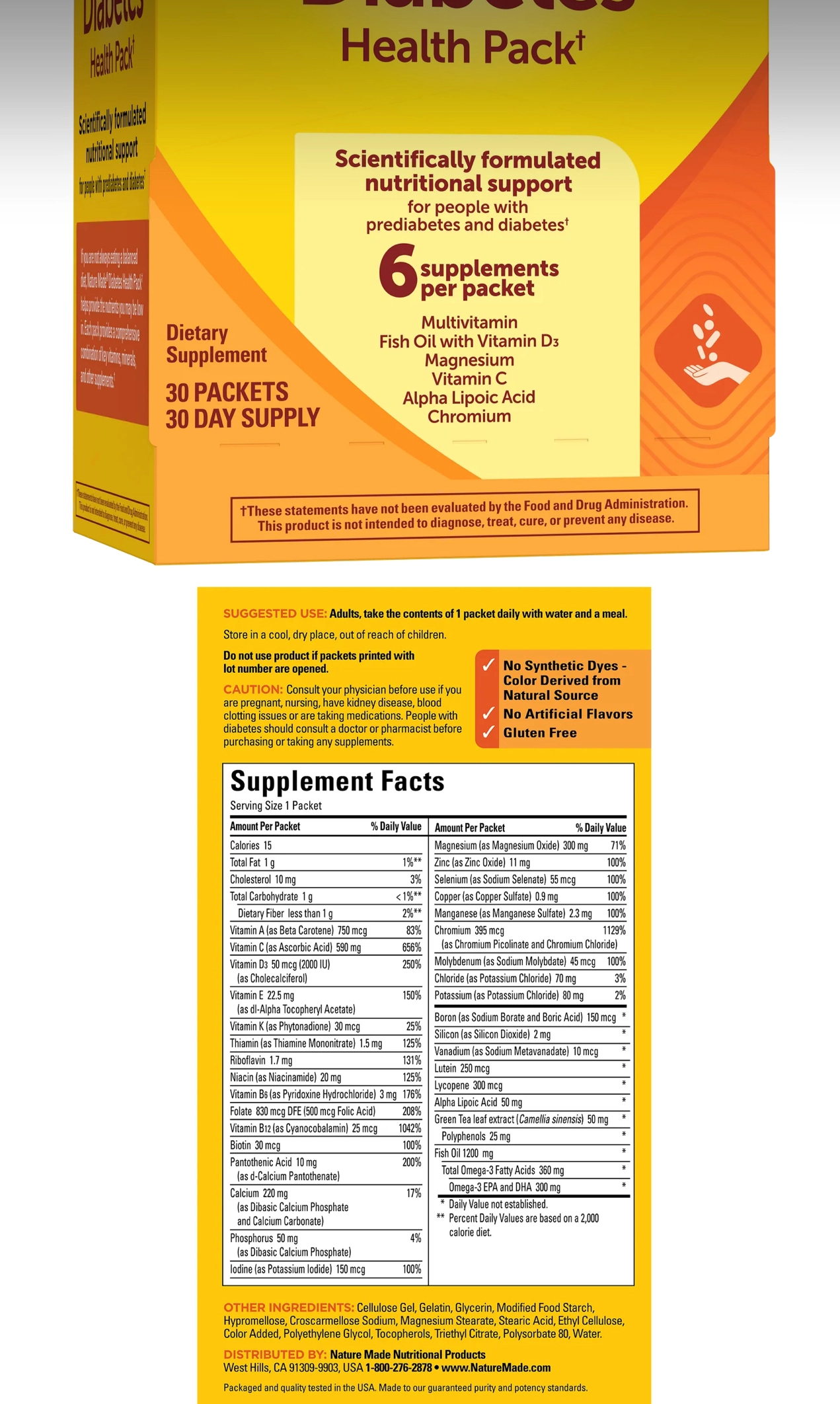 پک شصت روزه دیابت نیچرمید مولتی ویتامین روزانه مخصوص تمام افراد