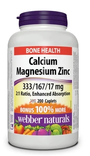 کلسیم منیزیم زینک وبر نچرالز (200 عددی) Webber Naturals Calcium Magnesium Zinc