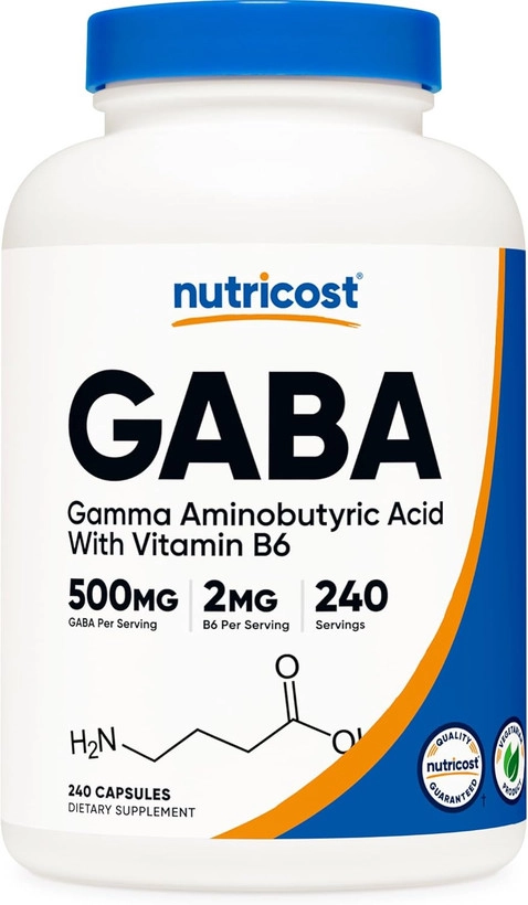 گابا 500 میلی گرم ناتری کاست 240 عددی Nutricost GABA (Gamma Aminobutyric Acid)