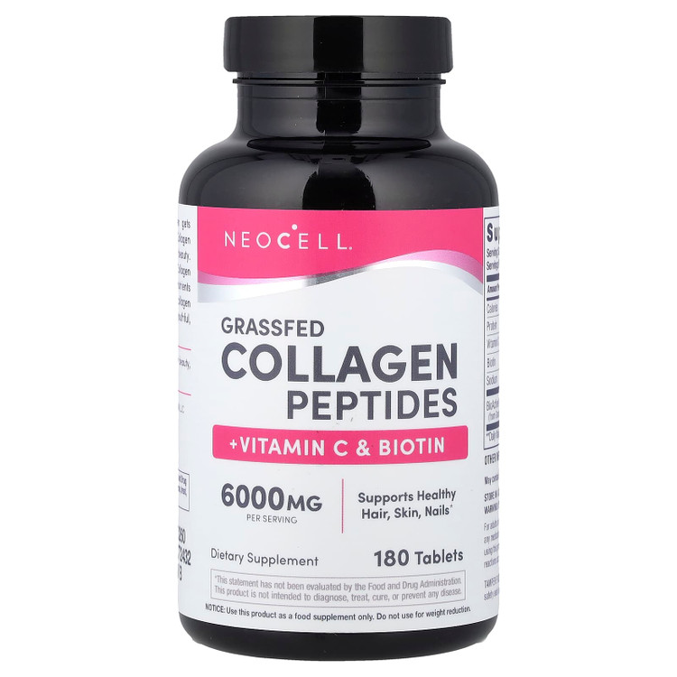 قرص کلاژن پپتاید 6000میلی گرم نئوسل – تغذیه پوست، مو و ناخن ۱۸۰عددNeoCell Grass-Fed Collagen Peptides + Vitamin C & Biotin | –