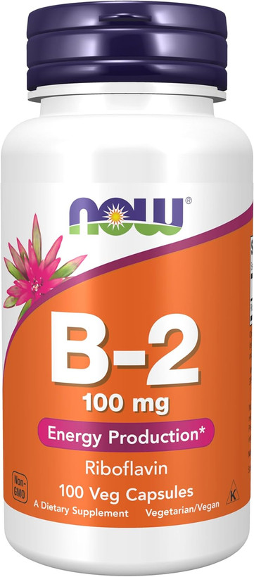 ویتامین B-2 (100 کپسول گیاهی) NOW NOW Foods, B-2, 100 mg, 100 Veg Capsules