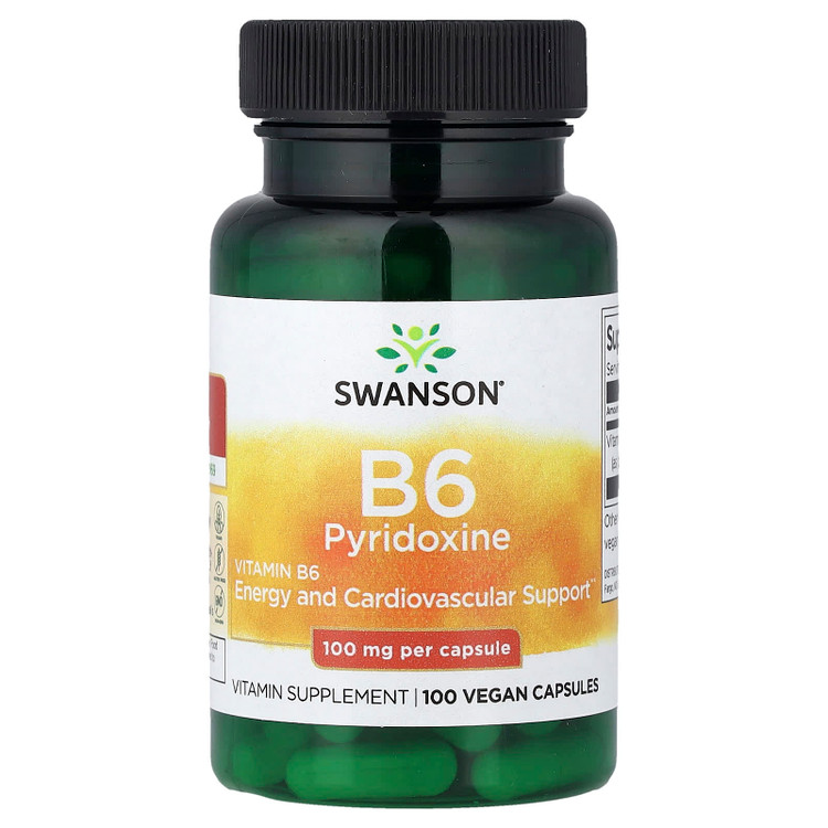 ویتامین B6 سوانسون – ۱۰۰ میلیگرم/100عددکپسول وگانSwanson Vitamin B6 (Pyridoxine) 100 mg