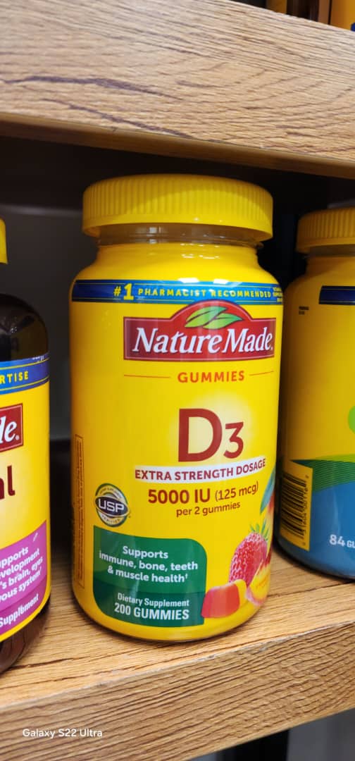 ویتامین دی ۳ نیچرمید (۲۰۰عددی)Nature Made Vitamin D3 5000 IU (125 mcg) Softgels