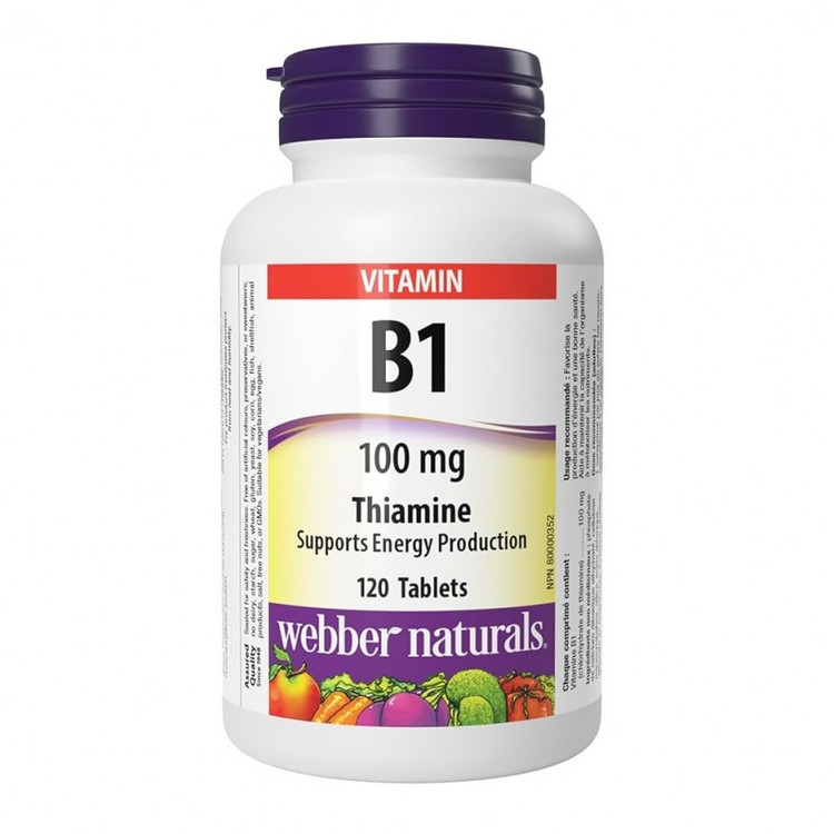 ب1 1Webber Naturals Vitamin B1 Thiamine 100mg وبر نچرالز (120 عددی)