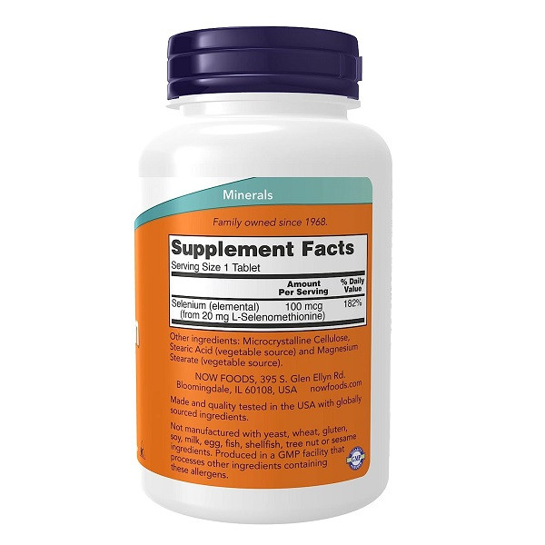 سلنیوم ناو غده تیروییدNOW Selenium 100mcg (۲۵۰عددی)