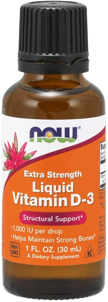 قطره ویتامین دی ۳ ناوNow Foods Liquid Vitamin D3 Extra Strength - 1000 IU - 1 fl oz