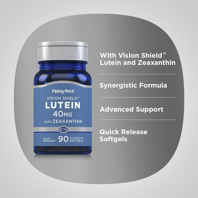  لوتئین 40 میلی گرم پایپینگ راک Piping Rock Lutein with Zeaxanthin 40mg | 90 Softgels | Eye Health Vitamins
