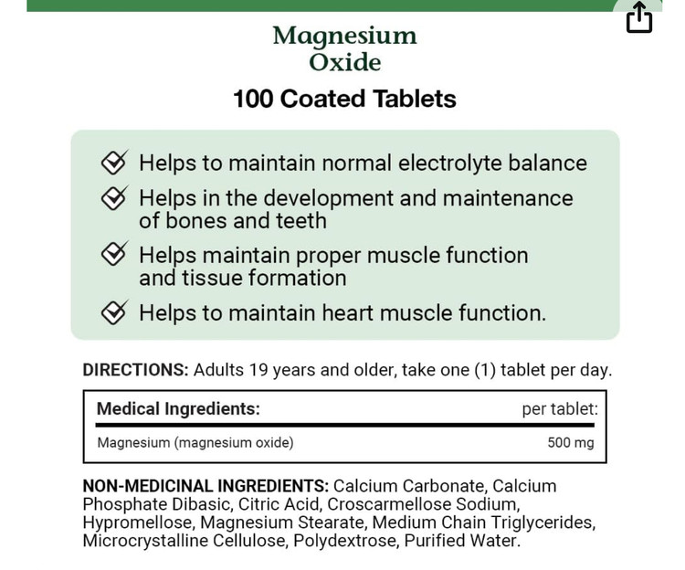 منیزیم اکساید نیچر بونتی ۱۰۰عددی