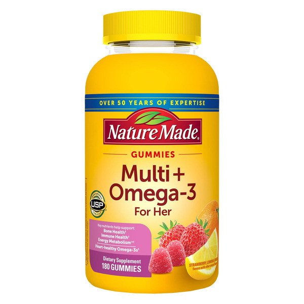 مولتی ویتامین و امگا۳ بانوان نیچرمید (۱۸۰عددی) Nature Made Gummies Multi + Omega-3 For Her