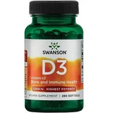 ویتامین دی۳ سوانسون 250 عدد 1000 iu Swanson Vitamin D3