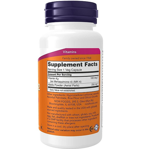 ویتامین کا ناو 100 عدد NOW Vitamin K2 100mcg