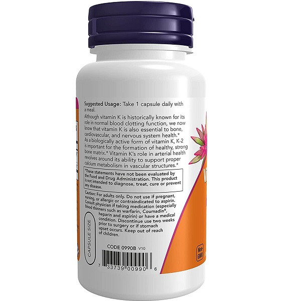 ویتامین کا ناو 100 عدد NOW Vitamin K2 100mcg