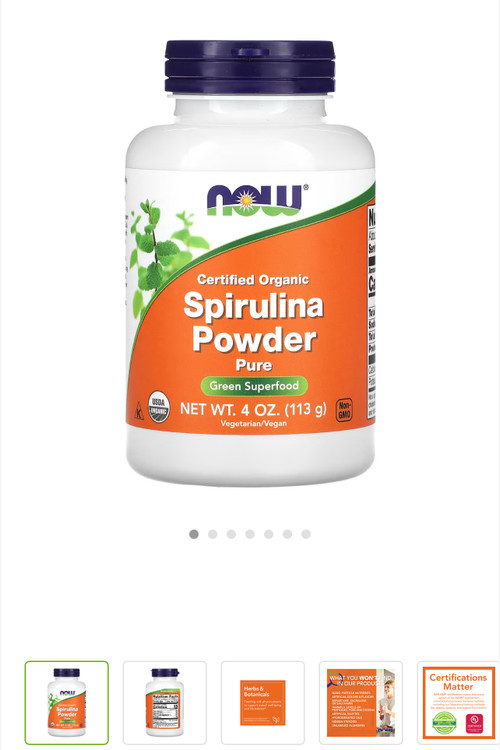  پودر اسپیرولینا ارگانیک معتبر، خالص، 4 اونس (113 گرم) ناو