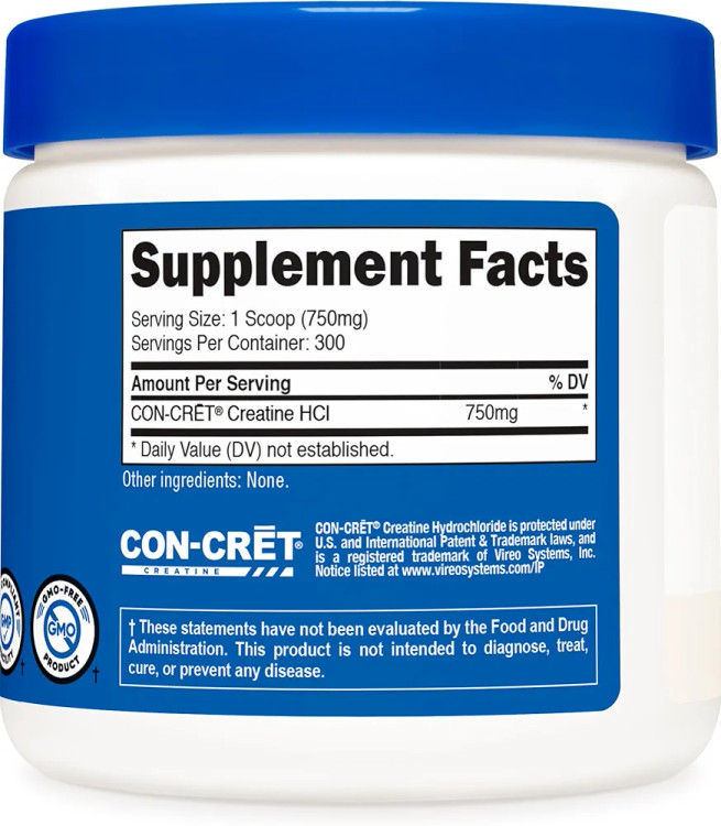 کراتین ناتری کاست Nutricost Creatine HCl (Con-Cret®) بدون طعم (Unflavored)