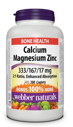 کلسیم منیزیم زینک وبر نچرالز (200 عددی) Webber Naturals Calcium Magnesium Zinc