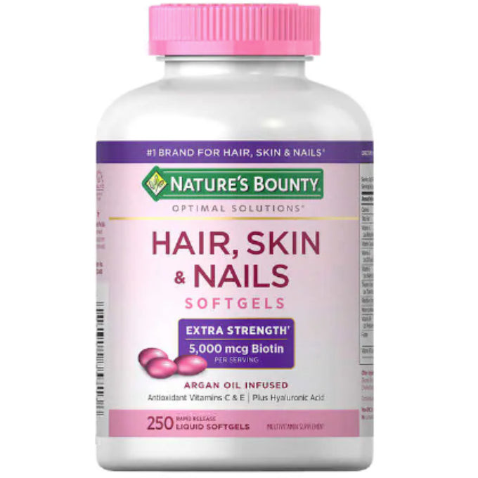 کپسول پوست ومو ناخن نیچرز بونتی (۲۵۰عددی) Nature's Bounty Hair, Skin and Nails Vitamins (250 Softgels)