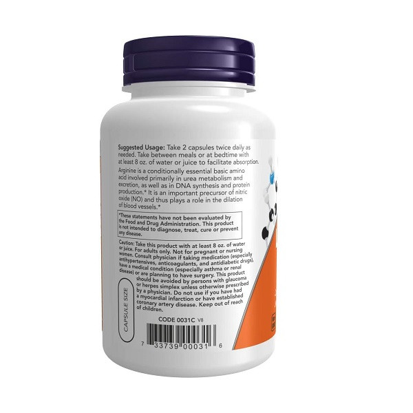 ال آرژنین ناو 500 میلی گرم 100 عدد NOW L-Arginine