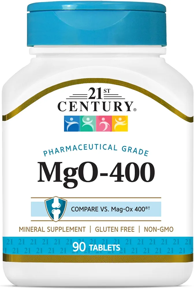 اکسید منیزیم قرصهای mgO 400 میلیگرمی ، 90 عددی، متنوع21st Century mgO 400 mg Tablets, 90 Count, Assorted