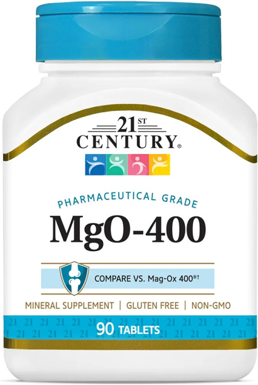 اکسید منیزیم قرصهای mgO 400 میلیگرمی ، 90 عددی، متنوع21st Century mgO 400 mg Tablets, 90 Count, Assorted