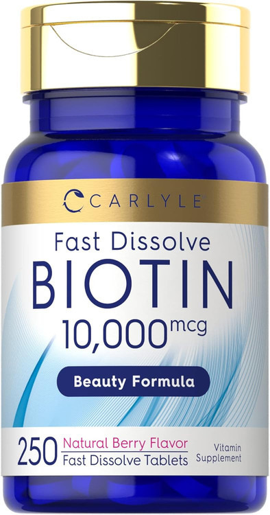 بیوتین کارلایل ۱۰٬۰۰۰ میکروگرم ۲۵۰ قرص حل شونده Carlyle Fast Dissolve Biotin 10,000mcg 250 Tablets