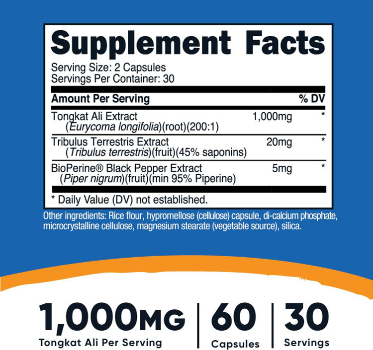 تونکات علی ناتری کاست Nutricost Tongkat Ali 1,000mg 60 Capsules