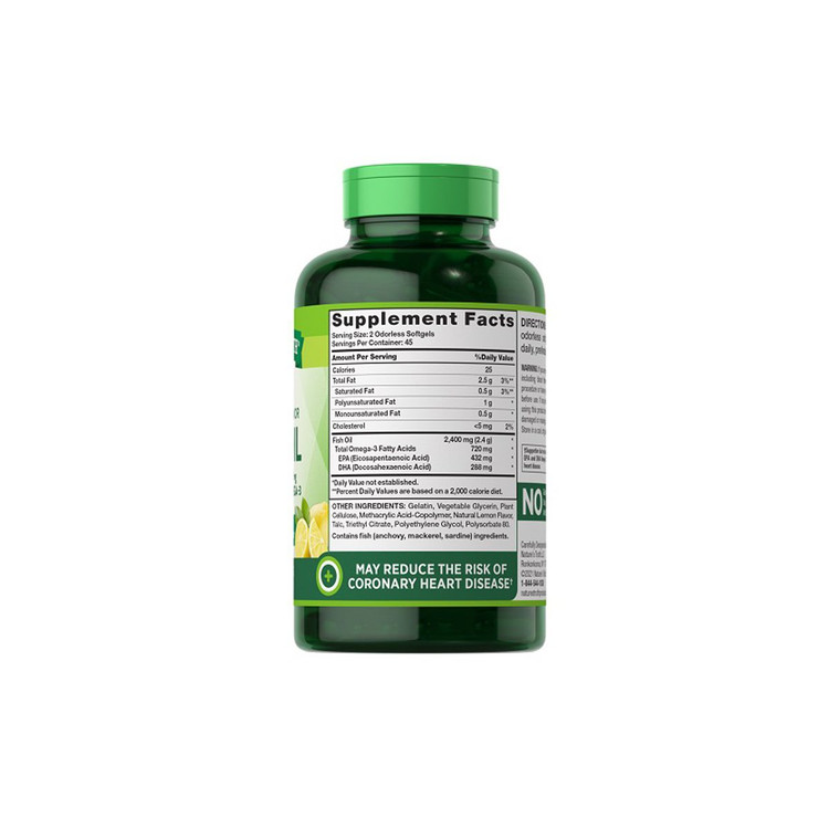 روغن ماهی نیچرز تریث با طعم لیمو (۹۰عددی)Nature’s Truth Fish Oil