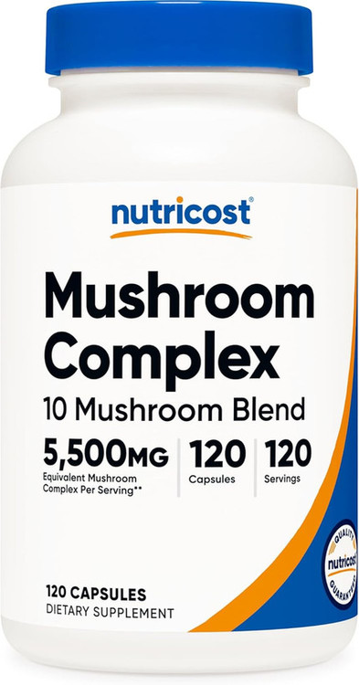 ماشروم کمپلکس 5500 میلی گرمی ناتری کاست 120 عددی Nutricost Mushroom Complex 5500 mg – 120 Capsules