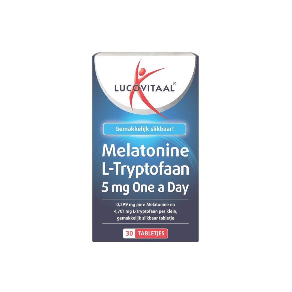 '- ملاتونین و ال-تریپتوفان - 5 میلیگرم - 30 قرصLucovitaal – Melatonine en L-Tryptofaan – 5mg – 30 tabletten
