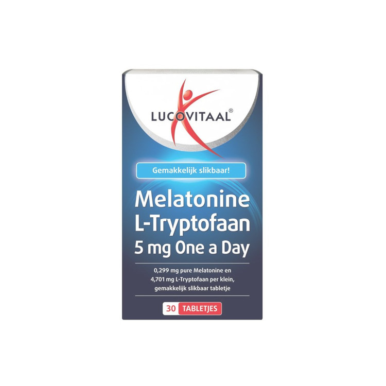'- ملاتونین و ال-تریپتوفان - 5 میلیگرم - 30 قرصLucovitaal – Melatonine en L-Tryptofaan – 5mg – 30 tabletten