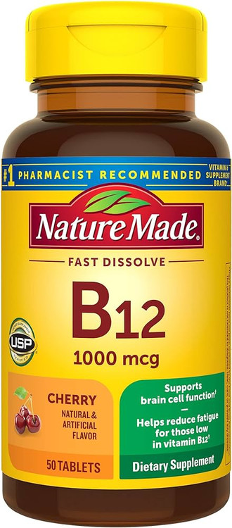 مکمل B12 نیچر مید افزایش انرژی و متابولیسم طبیعی بدن اصل آمریکا (۵۰ عددی) Nature Made Vitamin B12 1000 mcg