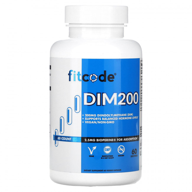 FITCODE، DIM200، دیایندولیلمتان (DIM)، ۲۰۰ میلیگرم، ۶۰ کپسول گیاهی