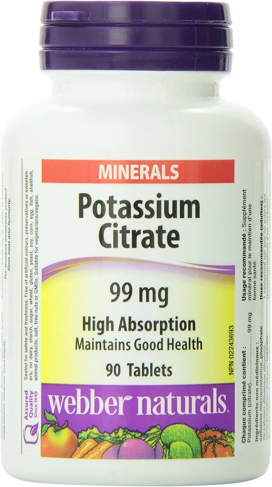 سیترات پتاسیم وبر نچرالز ۹۹ میلیگرم – ۹۰ ک Webber Naturals Potassium Citrate 99 mg – 90 Capsules